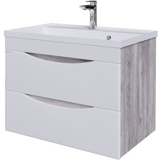 Тумба подвесная под раковину Grossman Талис 107011 70см бетон пайн/белый глянец